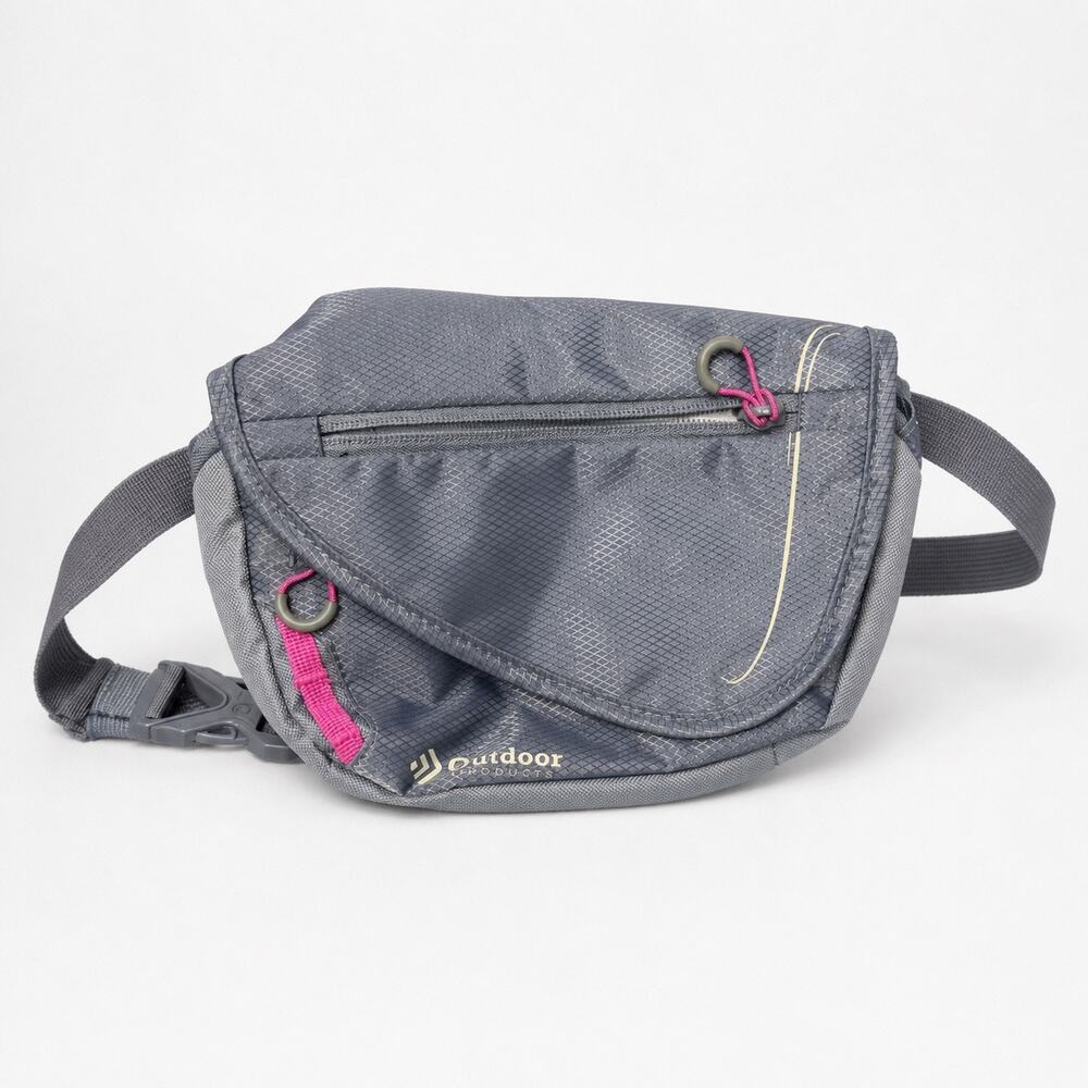 Outdoor Products Gray Waist Pack Belt Bag Pink Accents Adjustable Strap Light